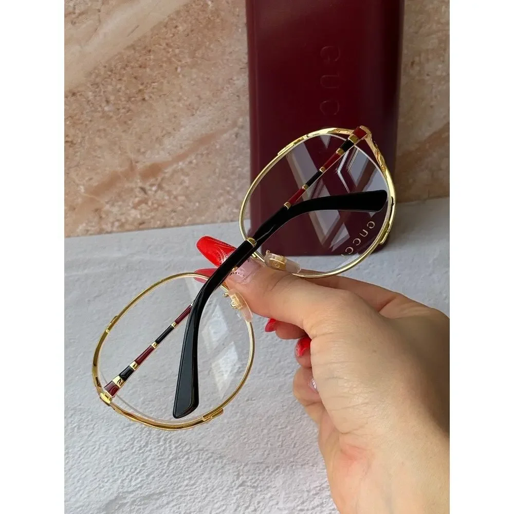 NEW Gucci GG0596OA Gold Round Eyeglasses Frames